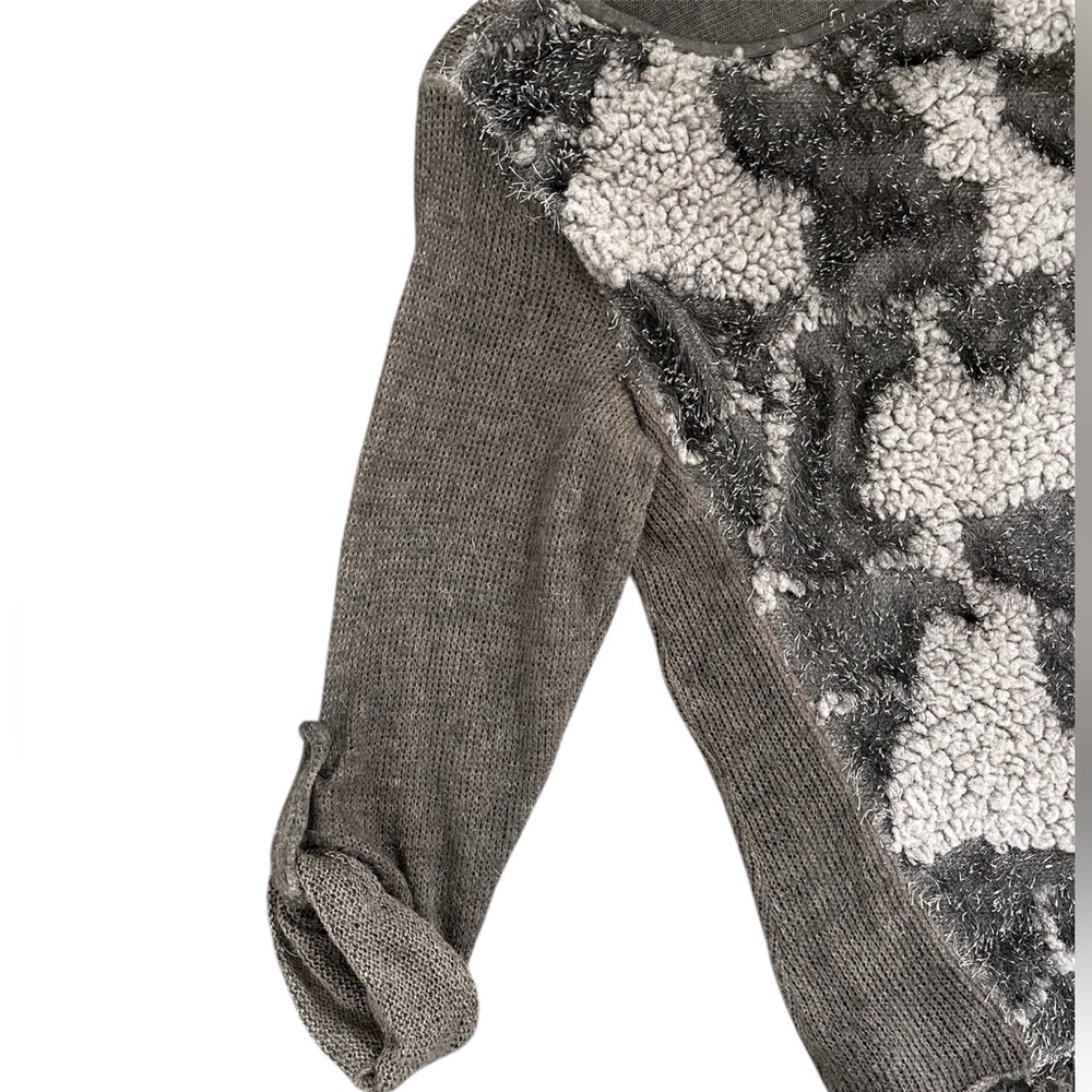 No Brand Made in Italy Dark Taupe Mix Fibers Arty Layered Pullover Sweater M EUC - Picture 7 of 12